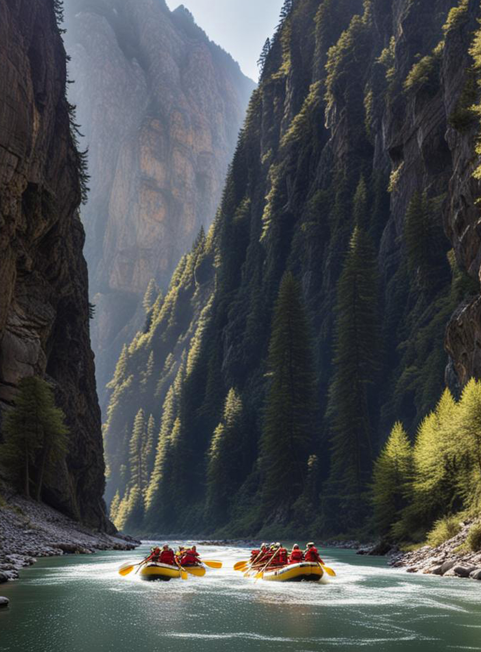 Foto Rafting in einer Schlucht KI